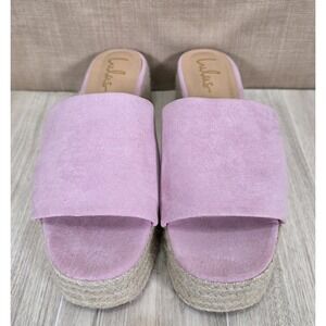 Lulus O'Ahu Pink Suede Espadrille Platform Sandals Slip On Women's Size 11 Boho
